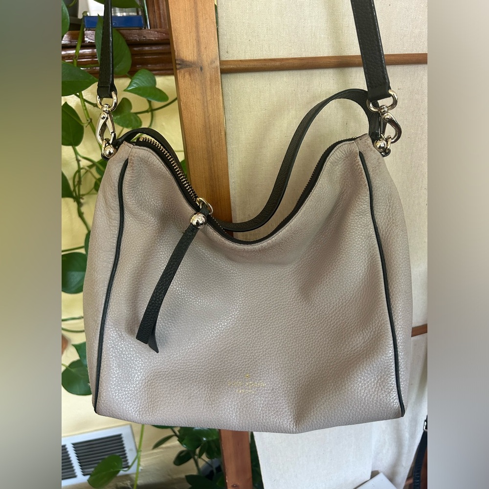 Kate Spade taupe with black leather trim